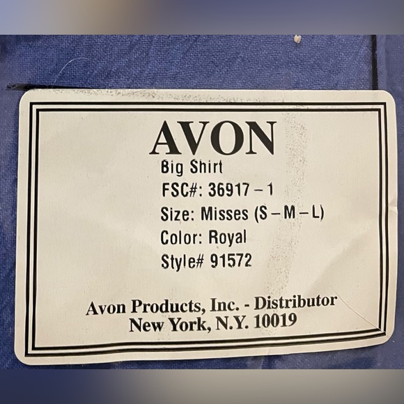 NIP Avon Royal Blue “Big Shirt” With Gold Shell Buttons.- Very Oversized - Picture 5 of 6
